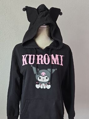 Sanrio Kuromi Black Hoodie with Pink Logo